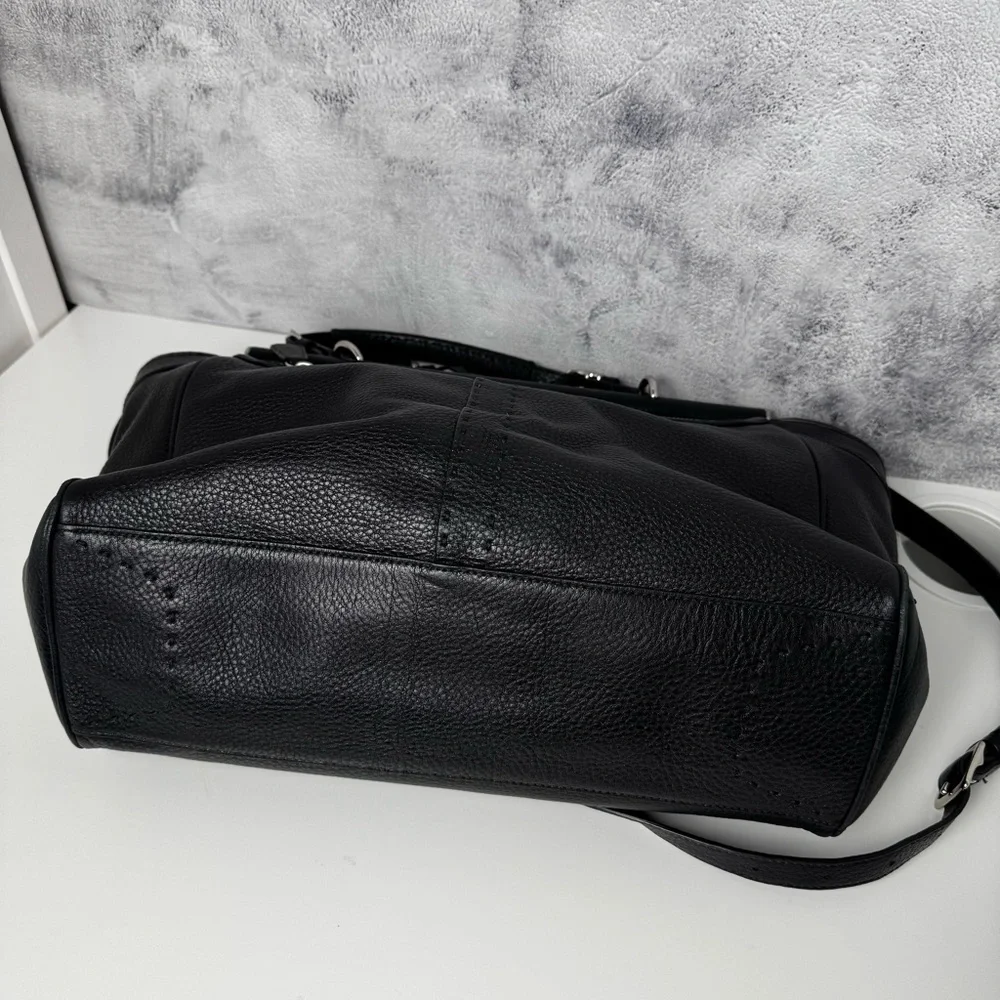 Coach Black Leather Satchel with Silver Hardware